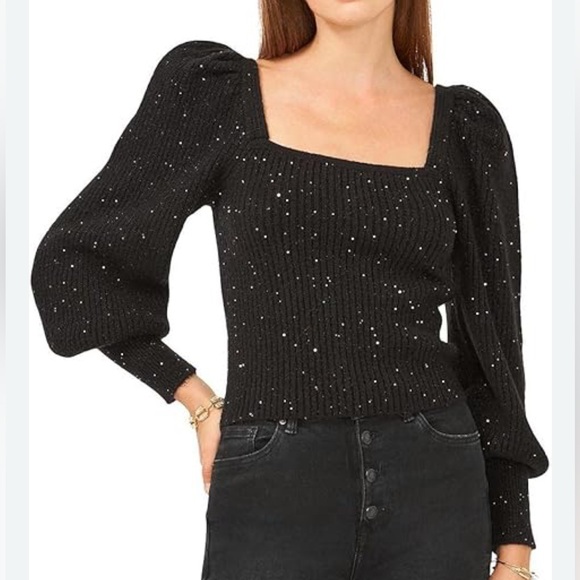 1. State Sweaters - 1.STATE Long Sleeve Square Neck Sweater NWT Size Medium M Black